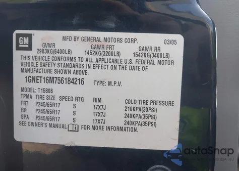 2005 Chevrolet Trailblazer Ext Lt z USA, uszkodzony, nr VIN 1GNET16M756184216